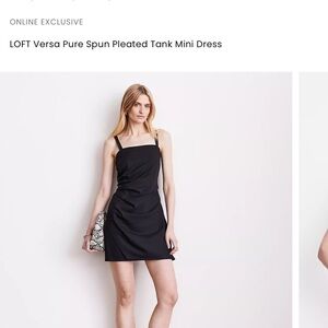LOFT Black Spaghetti Strap Ruched Mini Dress
